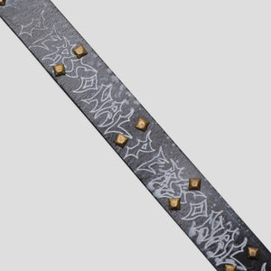 Personal Joint Leather Studded Belt - Black / White