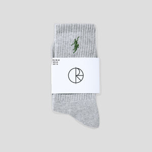 Polar Skate Co. 'No Comply' Socks - Heather Grey/Green
