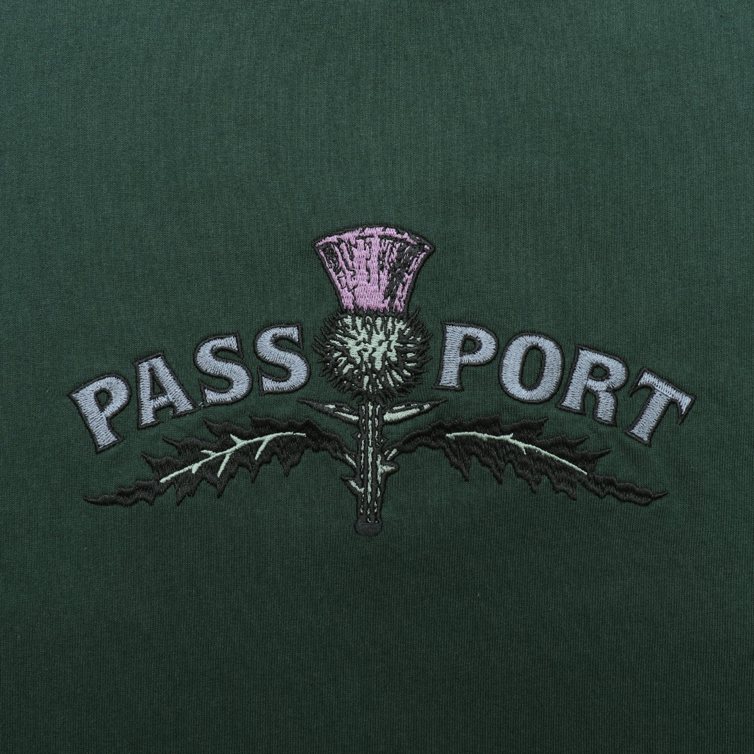 Pass~Port Thistle Embroidery Tee - Forest Green