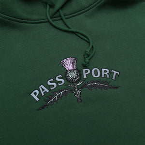 Pass~Port Thistle Embroidery Hoodie - Forest Green