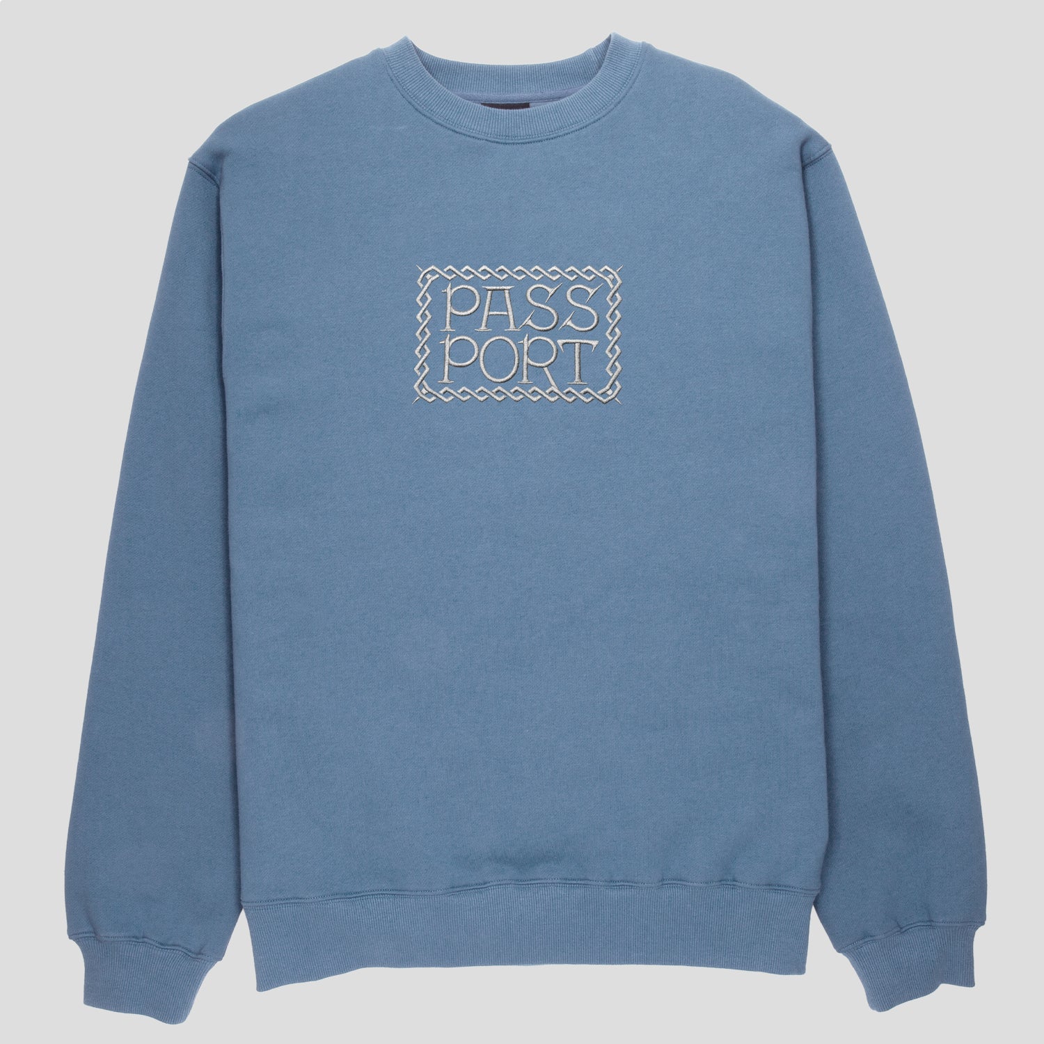 Pass~Port Invasive Embroidered Sweater - Washed Out Blue