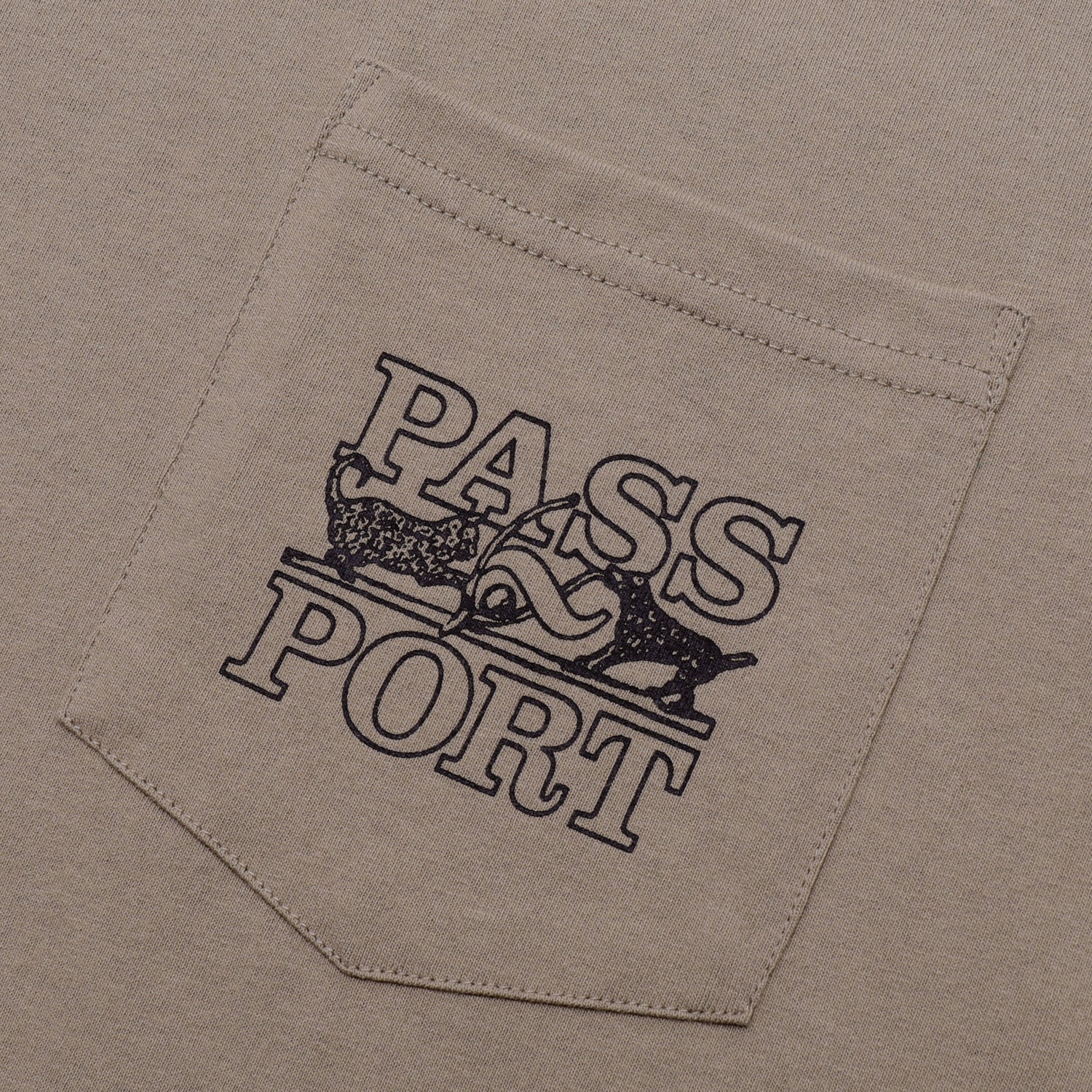 Pass~Port Trinkets Pocket Long-sleeve Tee - Khaki