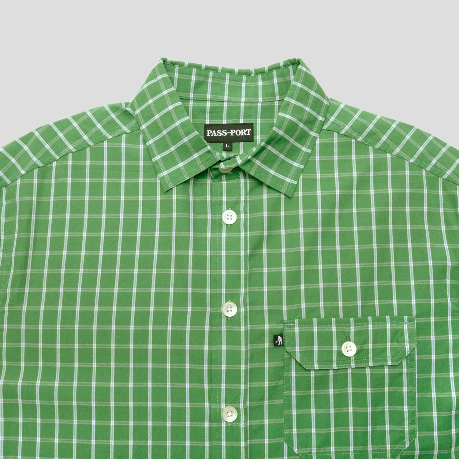 Pass~Port Workers Check Shirt Short Sleeve - Green