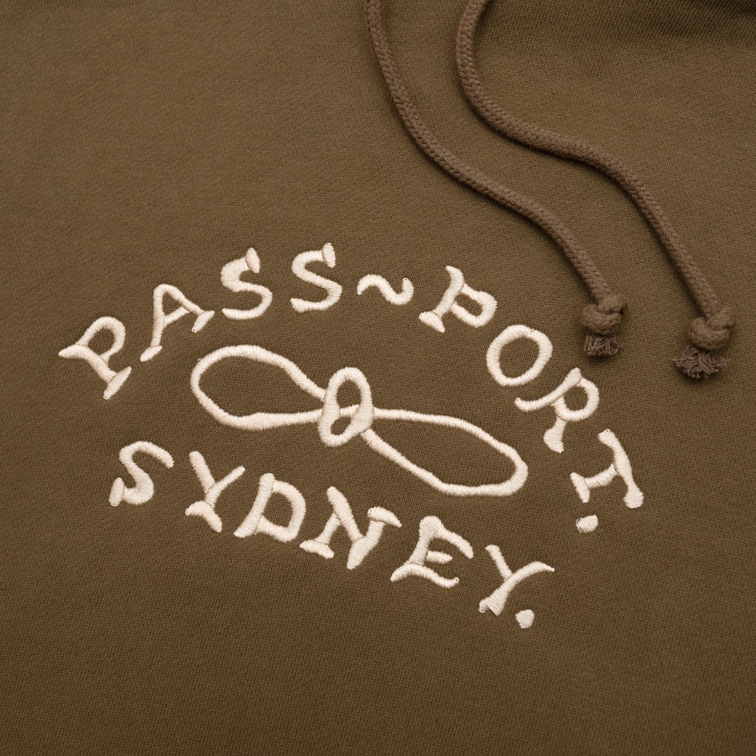 Pass~Port Moniker Organic Embroidery Hoodie - Bark