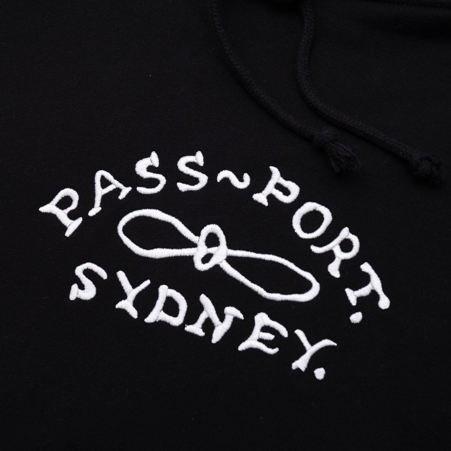 Pass~Port Moniker Organic Embroidery Hoodie - Black