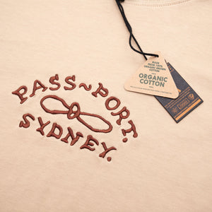 Pass~Port Moniker Organic Embroidery Tee - Sand