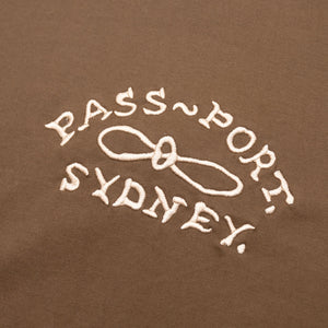 Pass~Port Moniker Organic Embroidery Tee - Bark