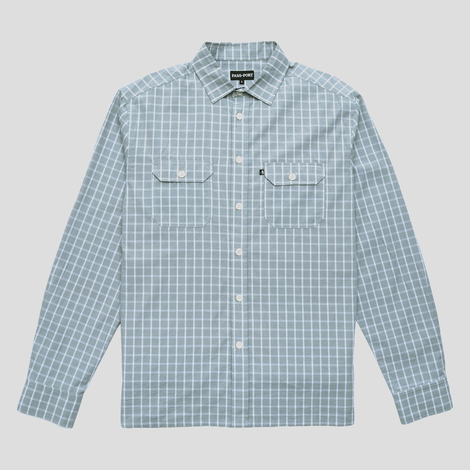 Pass~Port Workers Check Shirt Long Sleeve - Stone