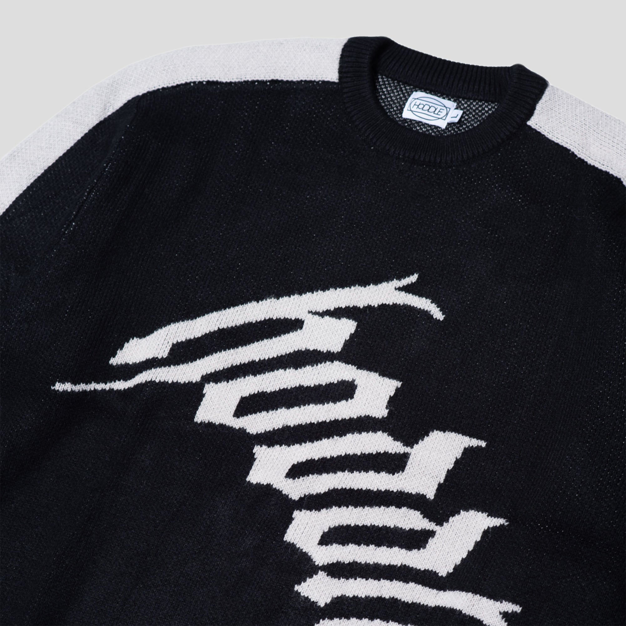 Hoddle Warped Logo Knit - Black / Grey