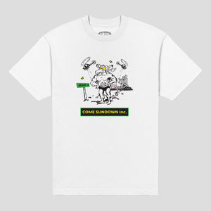 Come Sundown Only Judge Can God Me Tee - White