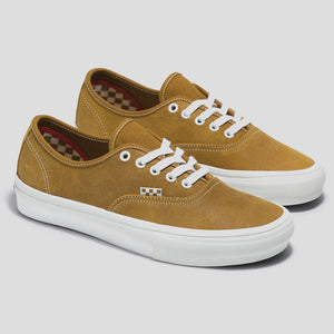 Vans Skate Authentic Shoe - Leather Golden Brown / White