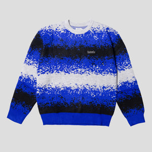 Hoddle Spray Distorted Stripe Knit - Blue / Grey / Black