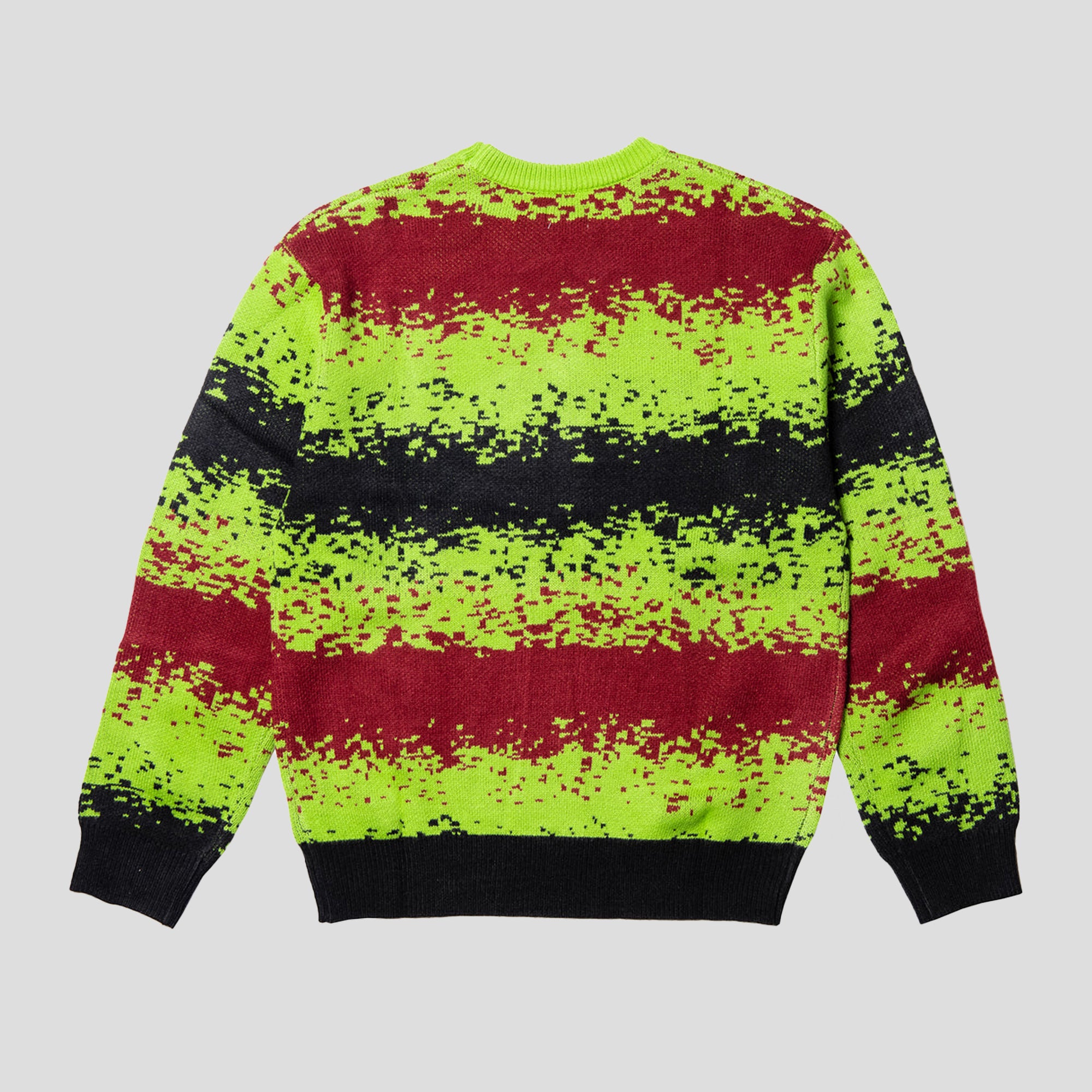 Hoddle Spray Distorted Stripe Knit - Green / Crimson / Black