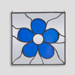 Sunroom Glass Mirror Mirror - "Blue Flower Mirror"