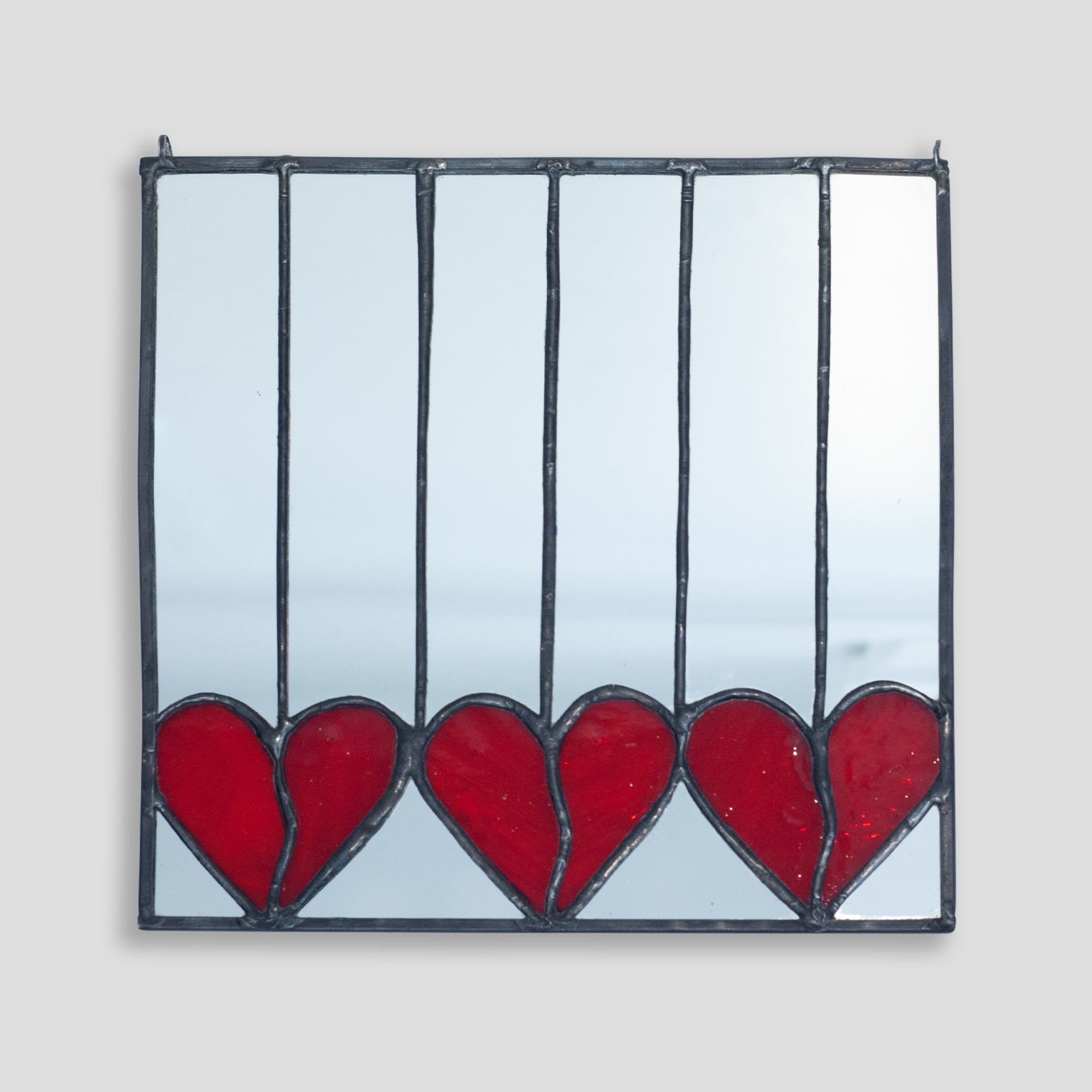 Sunroom Glass Mirror Mirror - "Three Hearts Mirror"