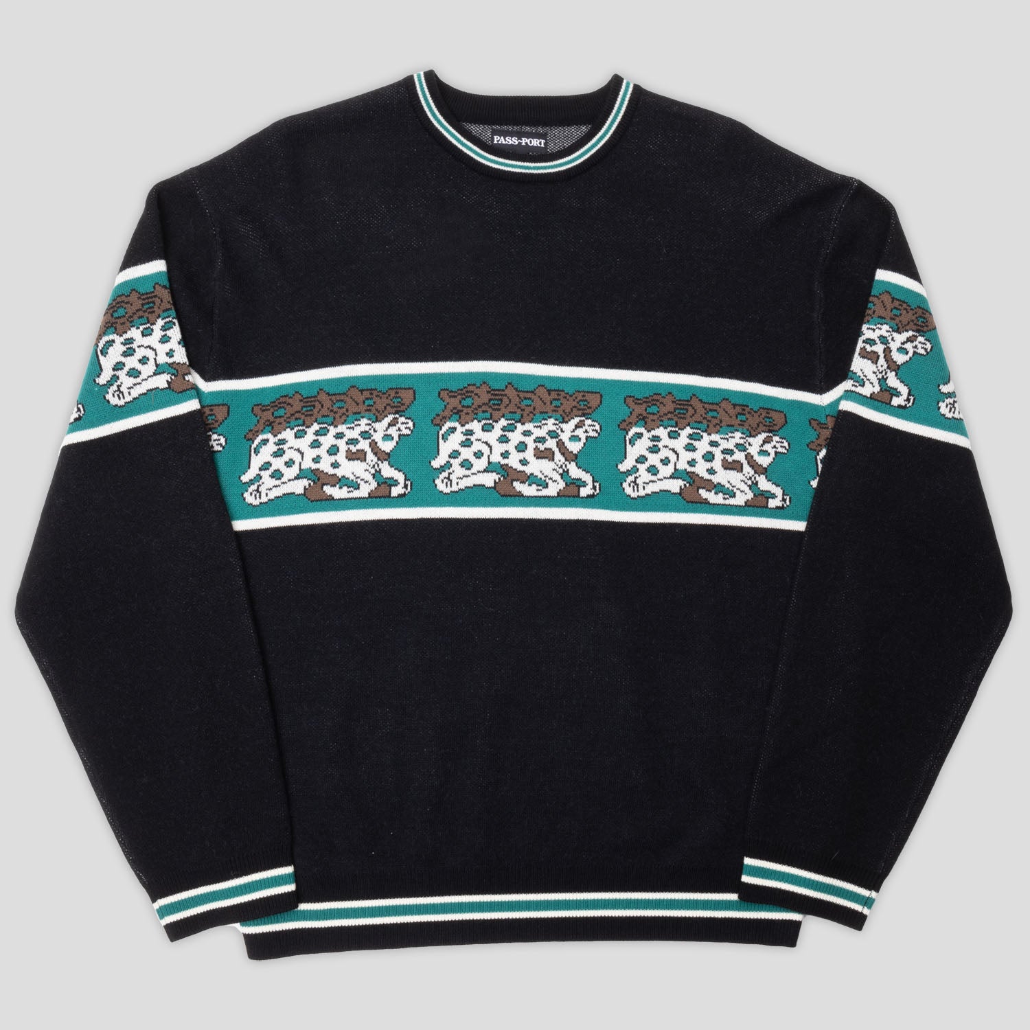 Pass~Port Antler Knit Sweater - Black / Teal