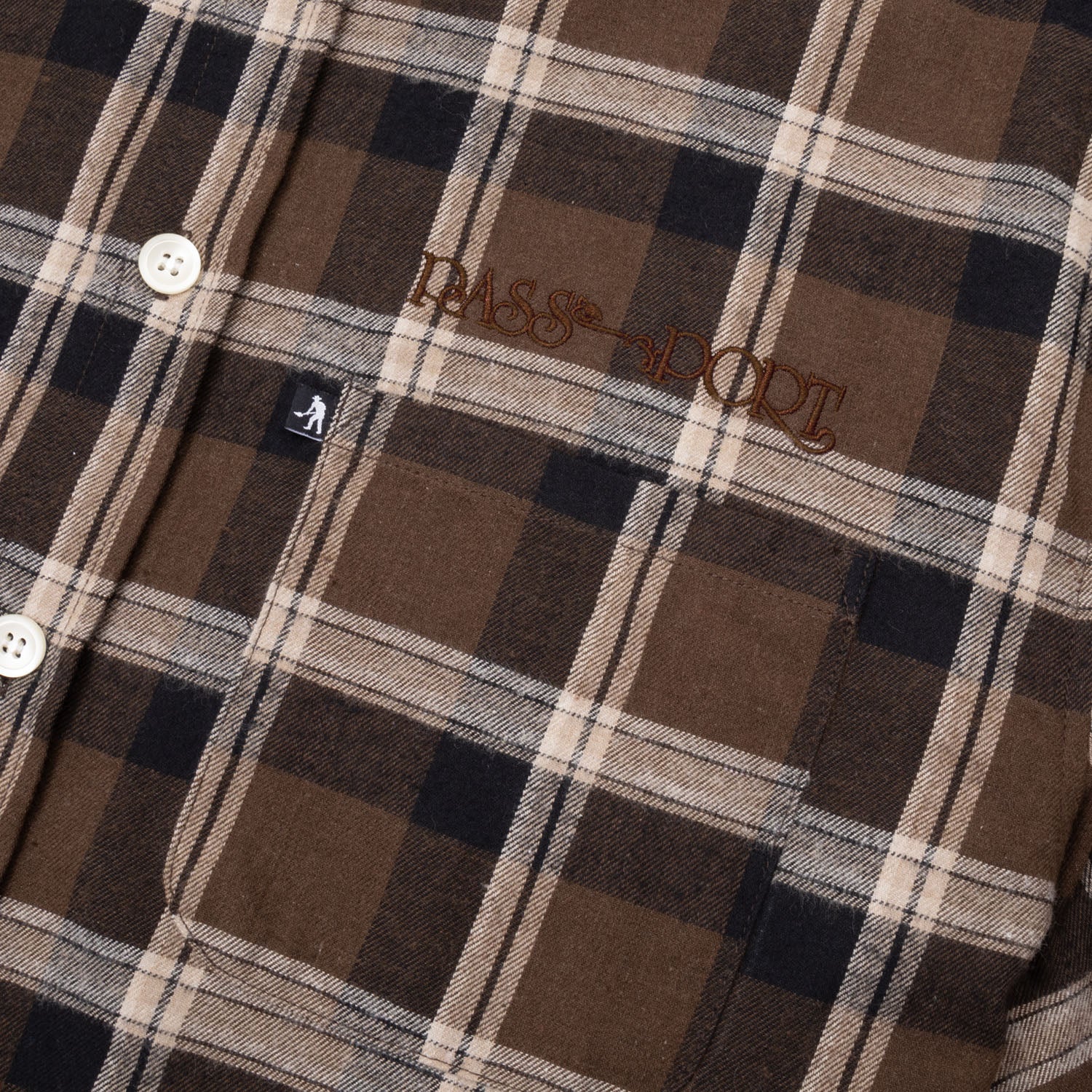 Pass~Port Stem Workers Check Shirt Long-Sleeve - Brown