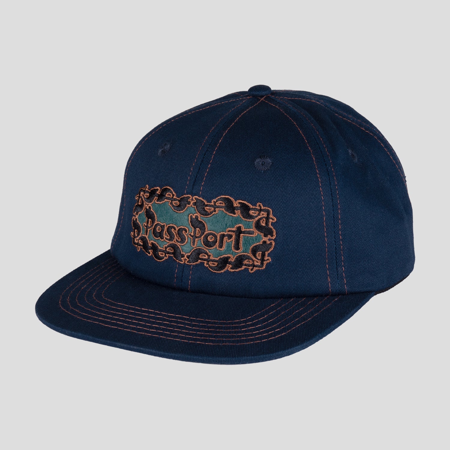 Pass~Port Pattoned Casual Cap - Navy