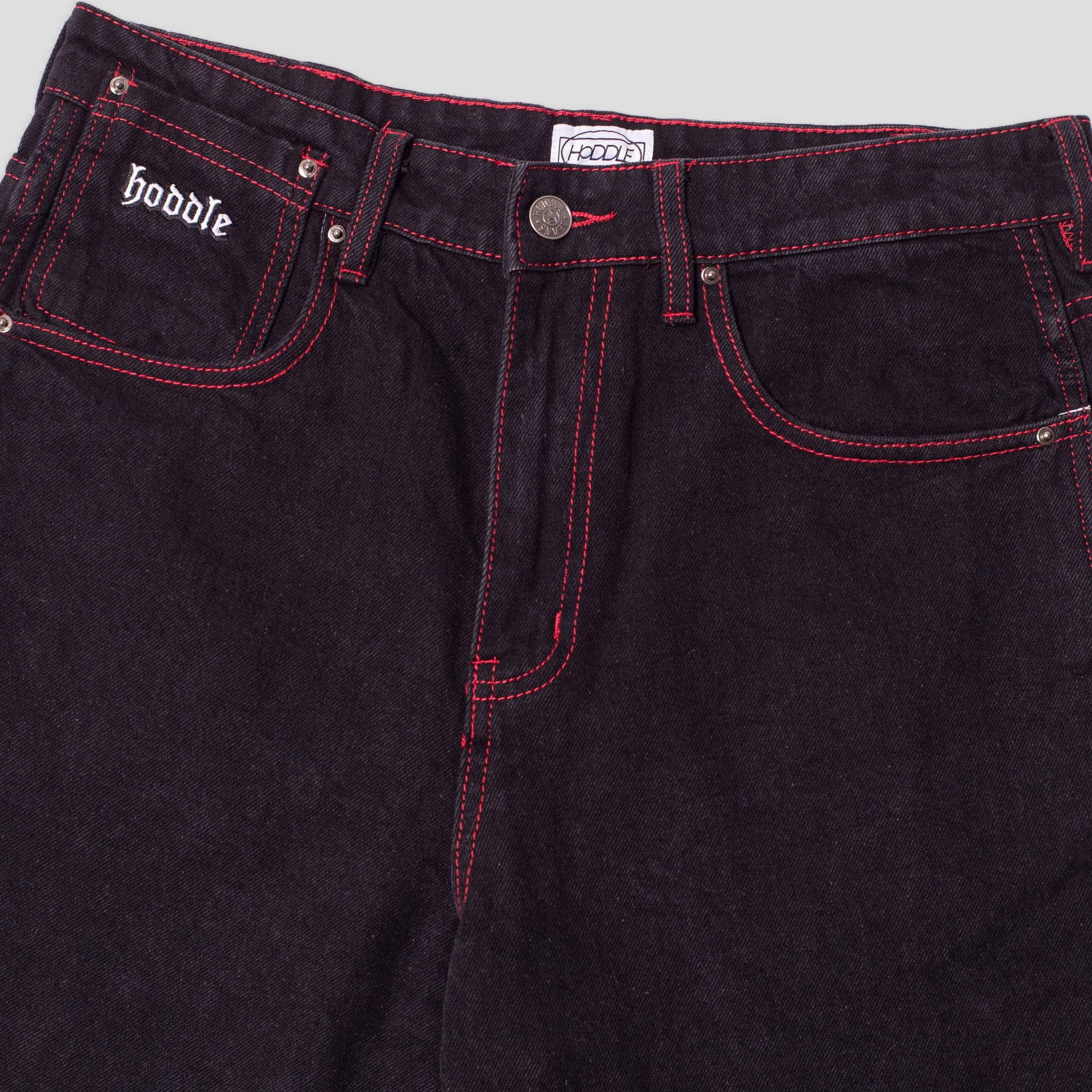 HODDLE 16 OUNCE DENIM BLACK / RED STICH