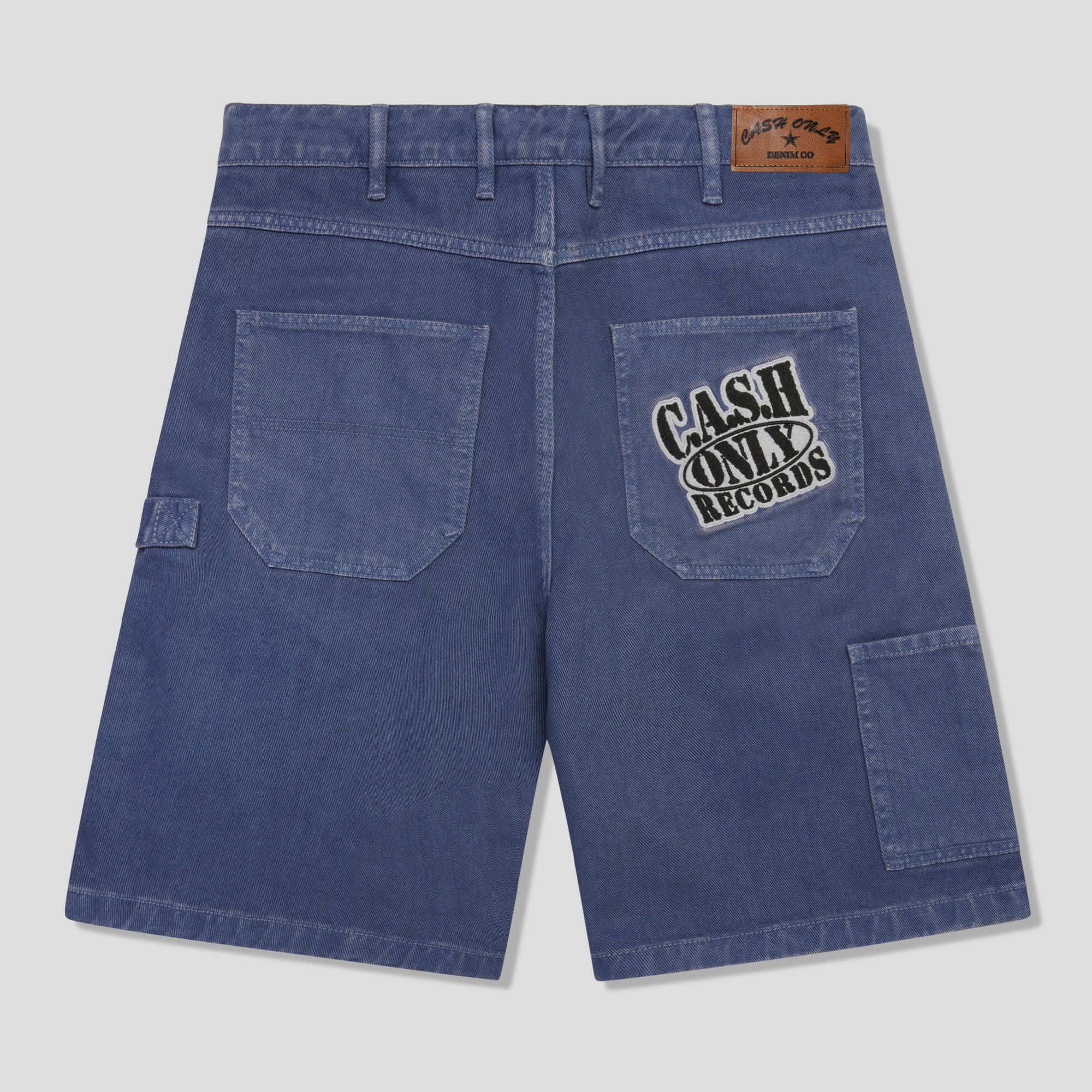 Cash Only Records Denim Shorts - Slate