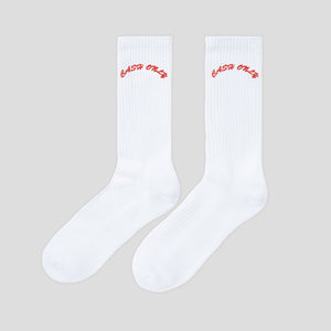 Cash Only Logo Crew Socks - White