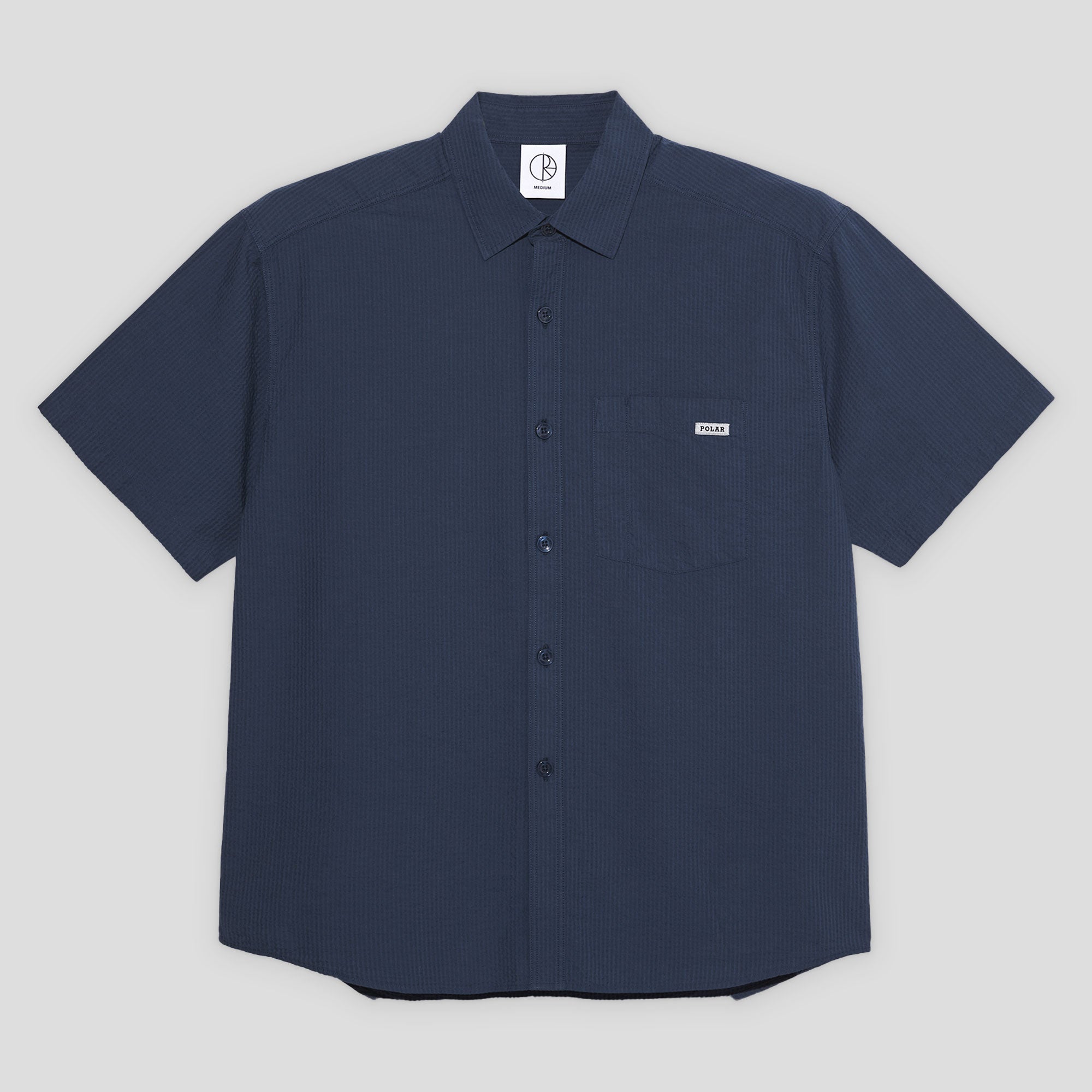 Polar Skate Co. Mitchell Shirt Seersucker - Grey Blue