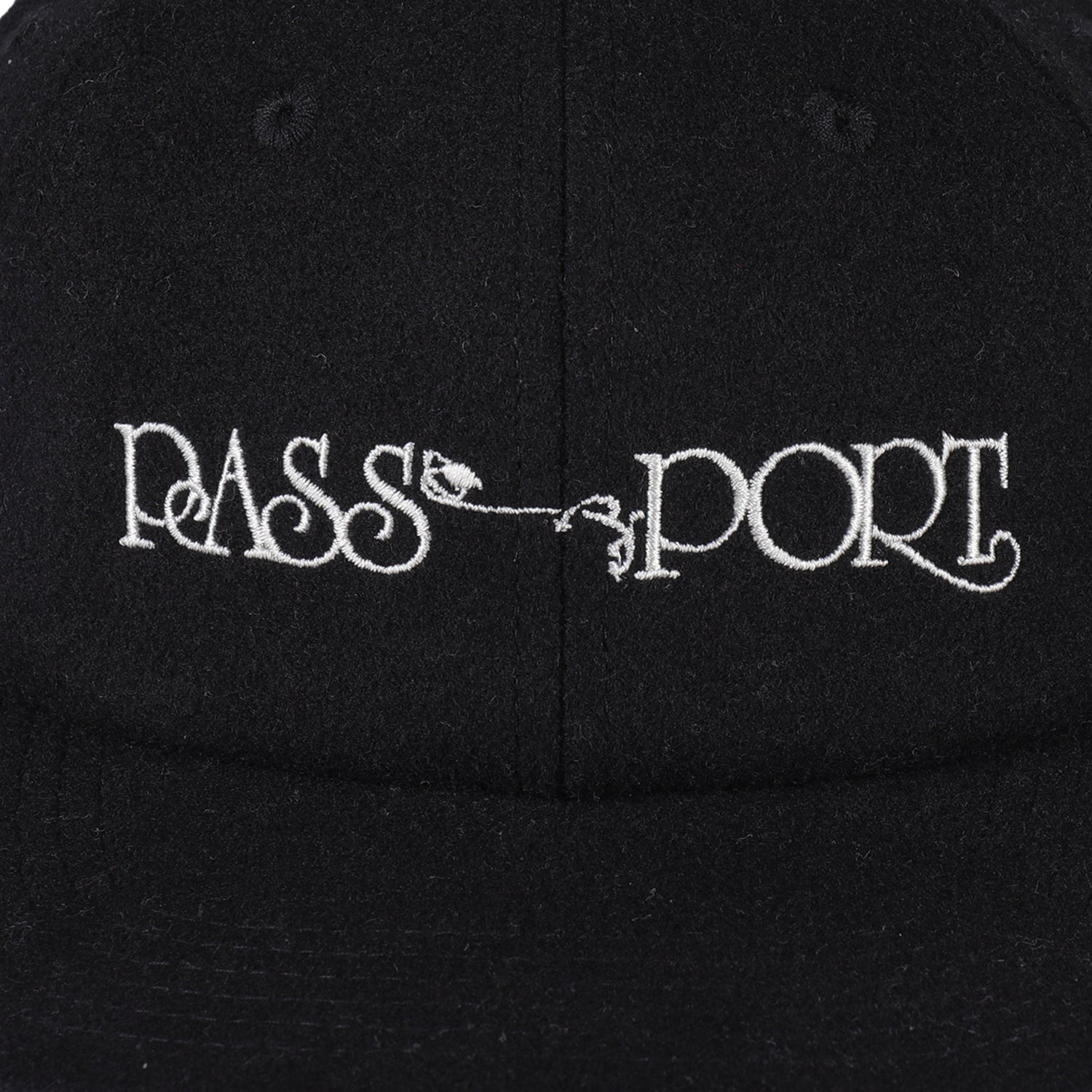 Pass~Port Stem Logo Woollen Casual Cap - Black
