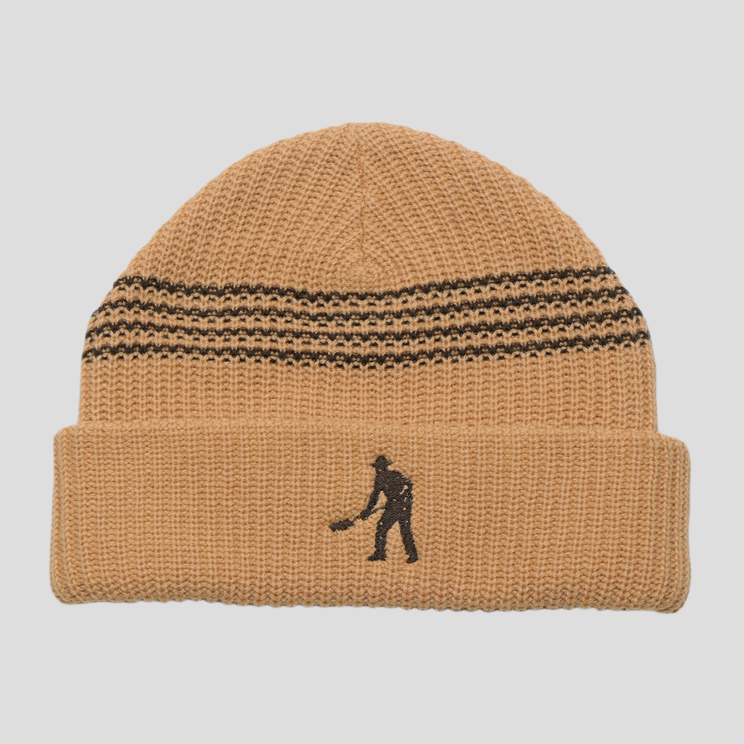 Pass~Port Digger Striped Knit Beanie - Sand / Chocolate