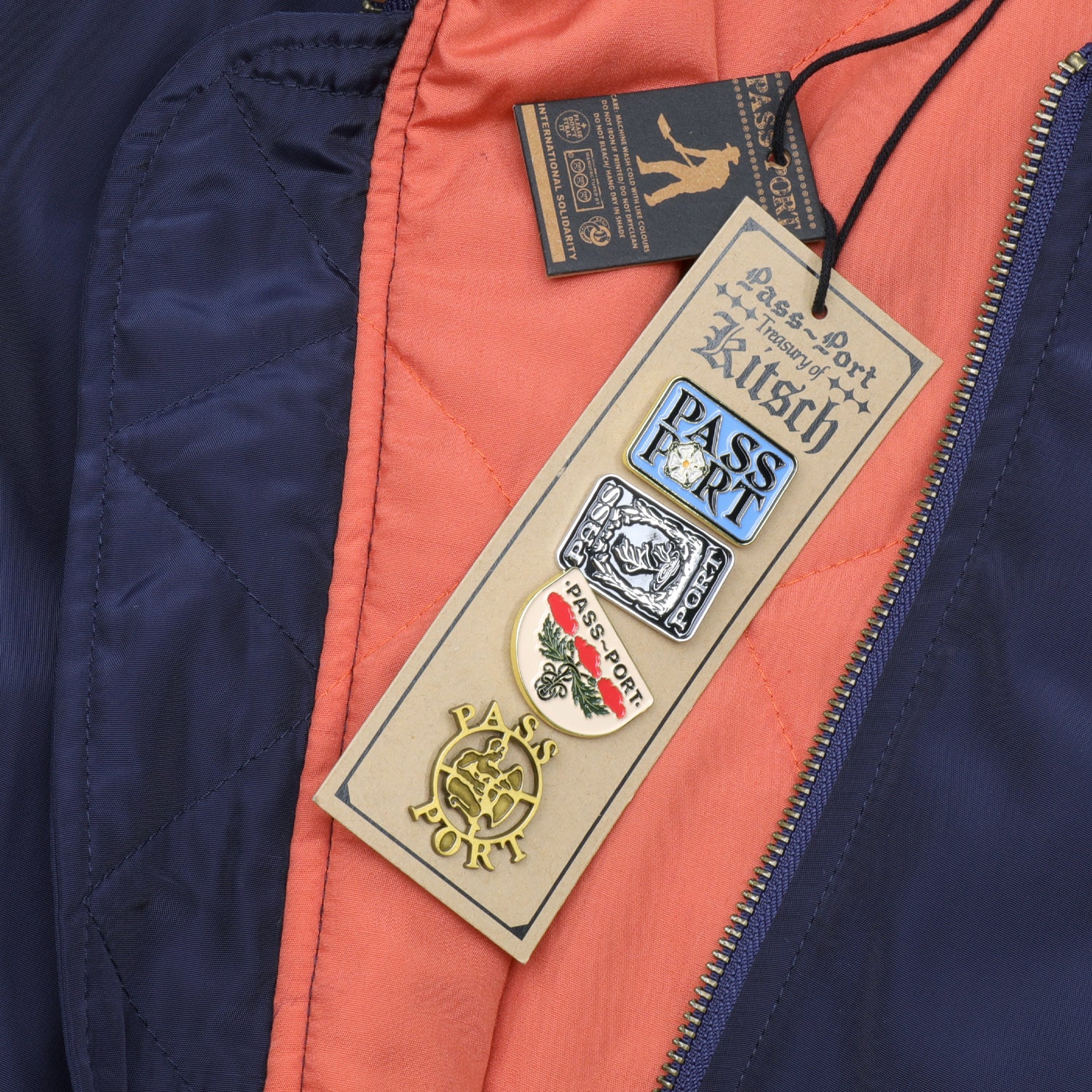 Pass~Port Crystal Embroidery Freight Jacket - Navy