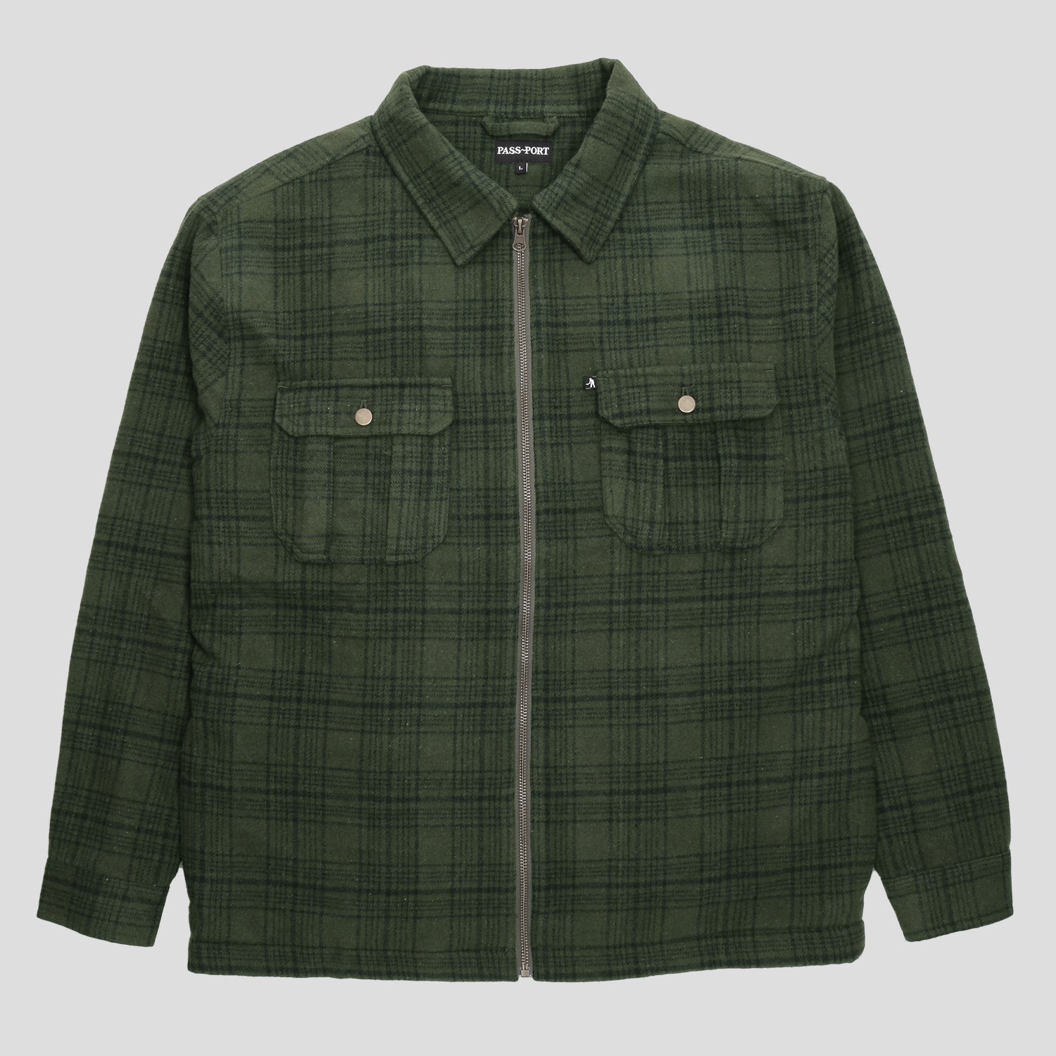 PASS~PORT "WORKERS" ZIP UP FLANNEL FOREST GREEN