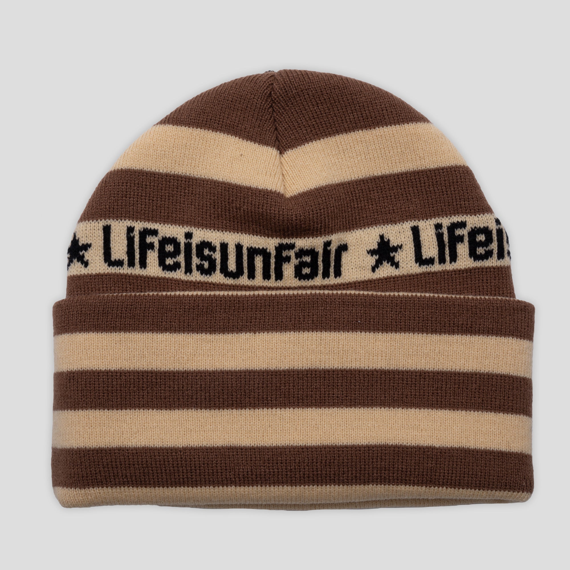 Life is Unfair Not Ok Beanie - Tan / Brown