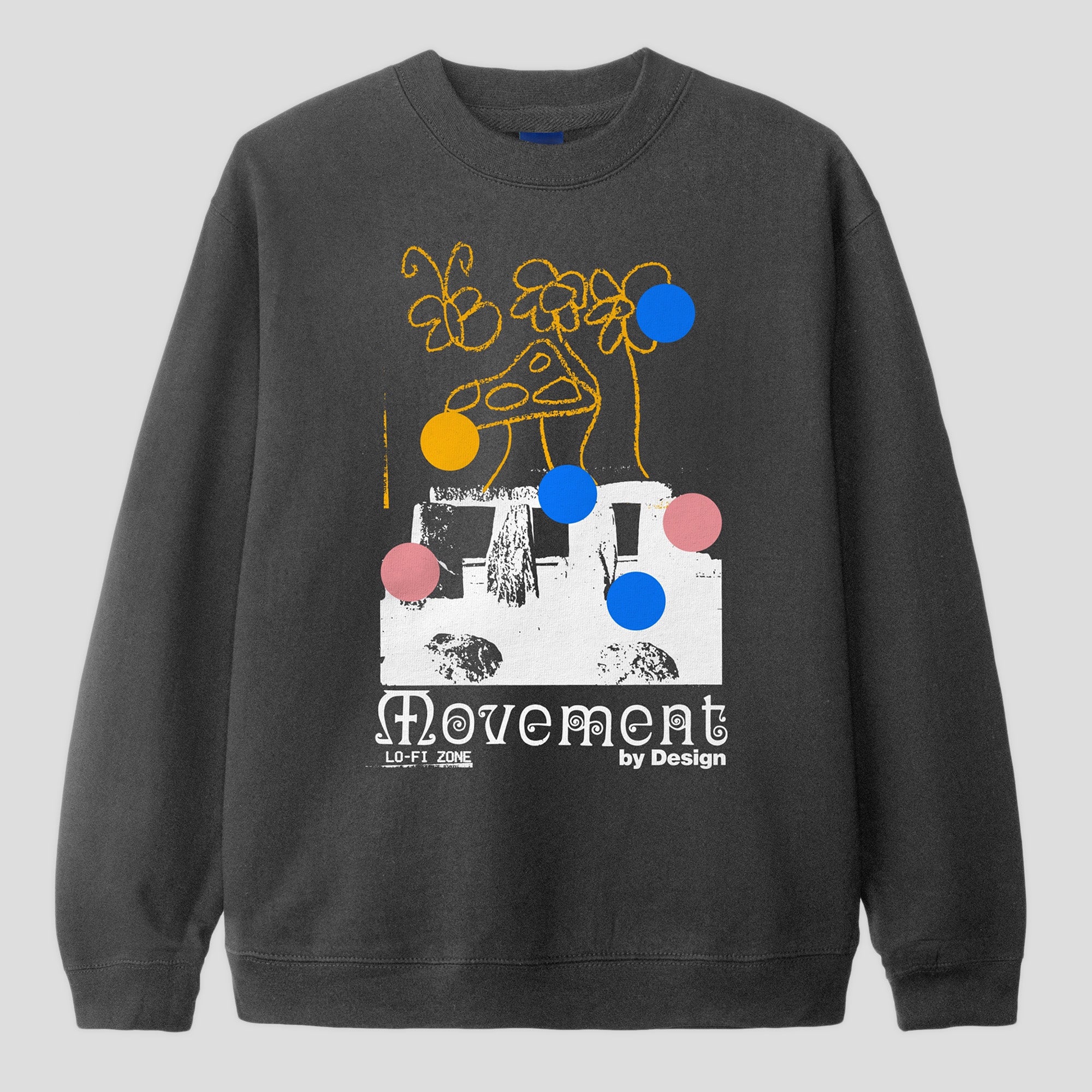 Lo-Fi Movement By Design Crewneck Sweatshirt - Black