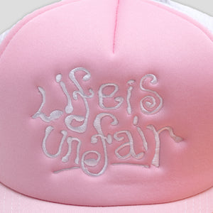 Life is Unfair Doodle Trucker Cap - Pink / White