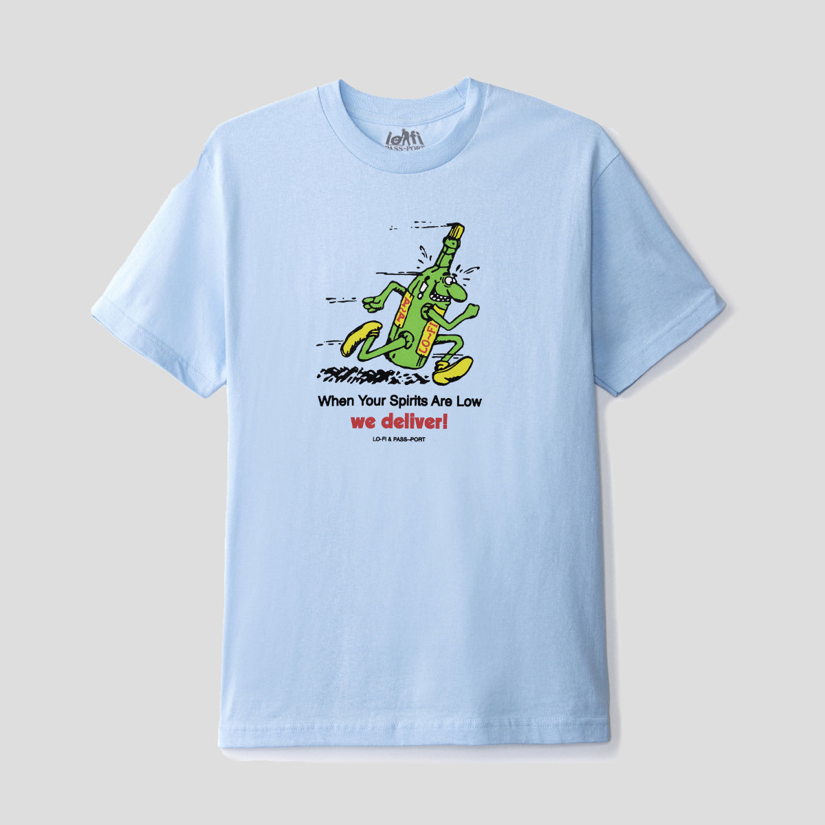 LO-FI & PASS~PORT "WE DELIVER" TEE POWEDER BLUE