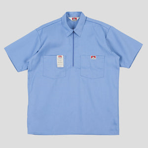 Ben Davis Solid 1/2 Zip Short-Sleeve Shirt - Light Blue
