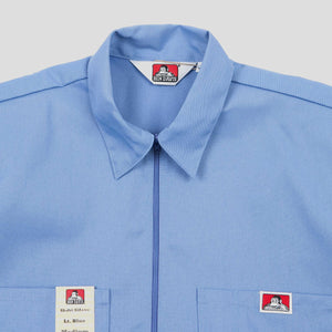 Ben Davis Solid 1/2 Zip Short-Sleeve Shirt - Light Blue