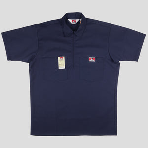 Ben Davis Solid 1/2 Zip Short-Sleeve Shirt - Navy
