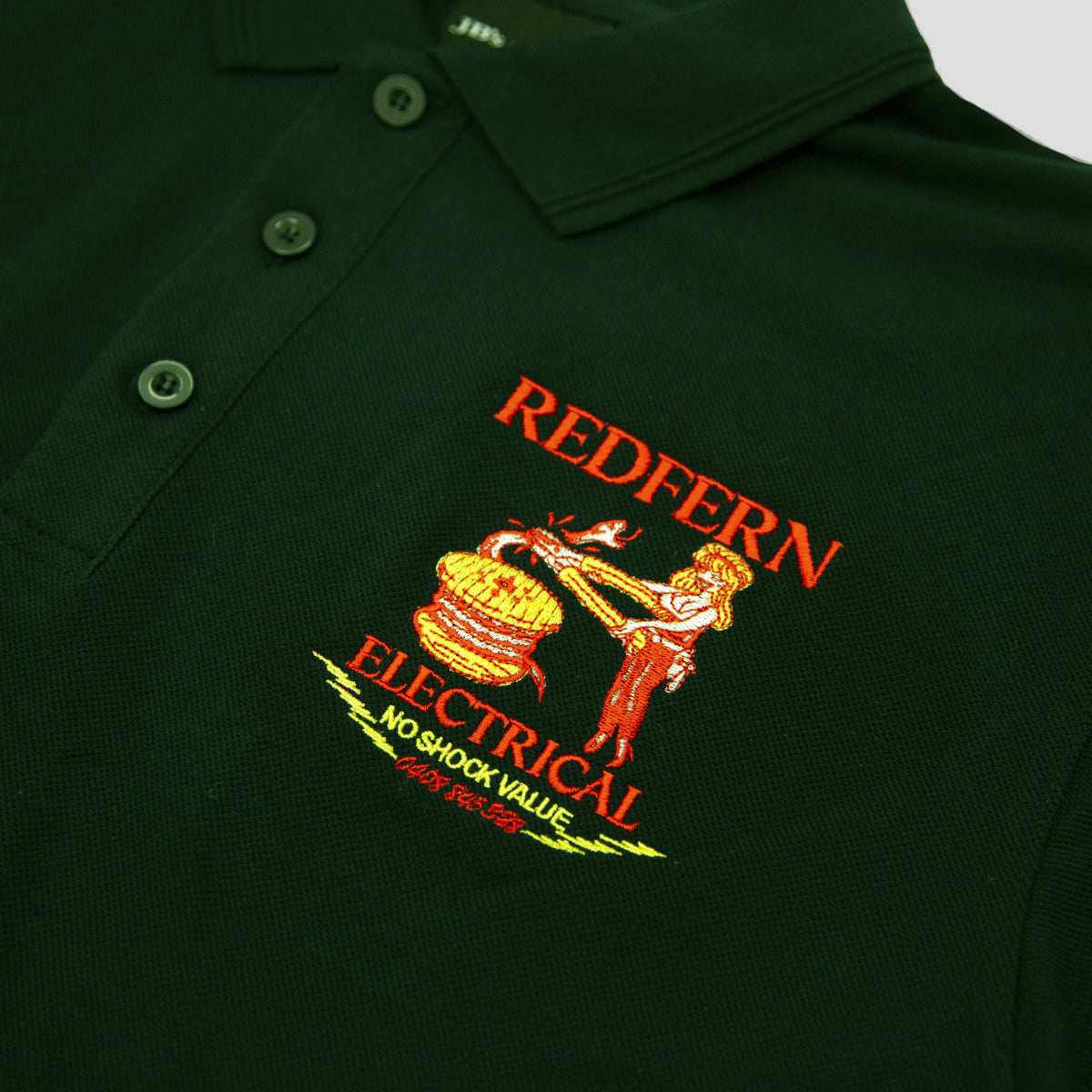 REDFERN ELECTRICAL "NO SHOCK VALUE" POLO FOREST GREEN