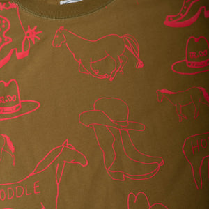HODDLE "SPURS" L/S TEE BROWN/PINK